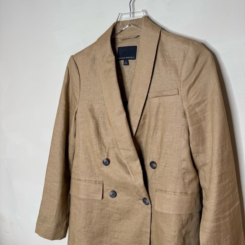 BANANA REPUBLIC ICED LATTE 100% LINEN BLAZER size 4 - Picture 4 of 12